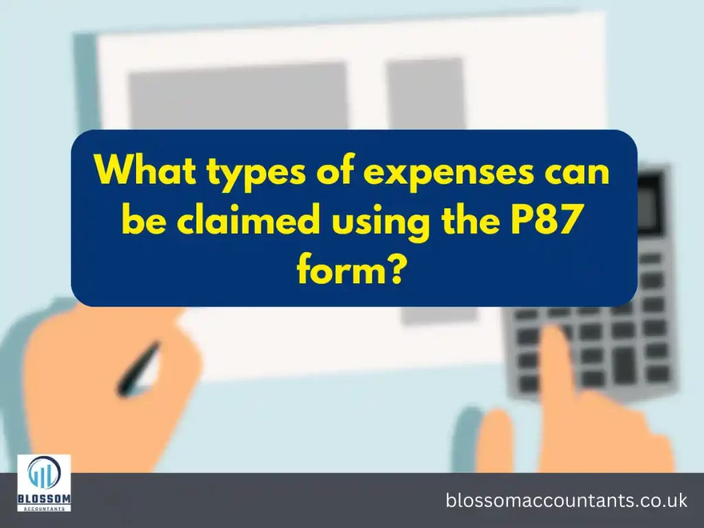 What types of expenses can be claimed using the P87 form