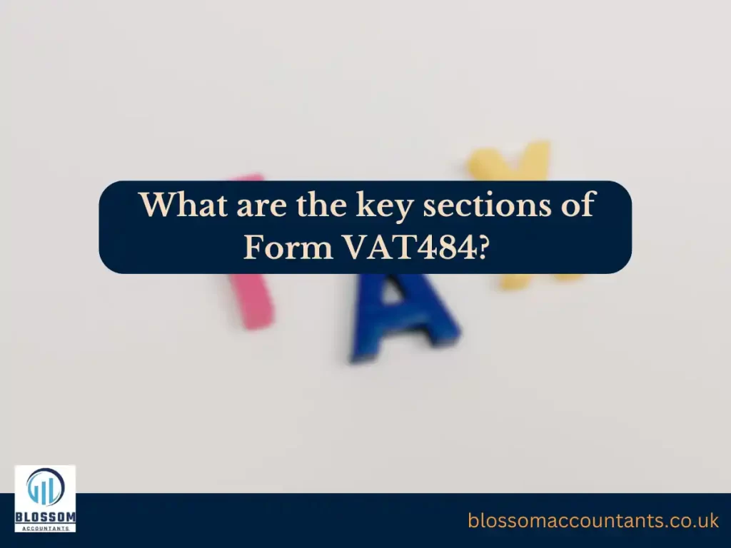 What are the key sections of Form VAT484