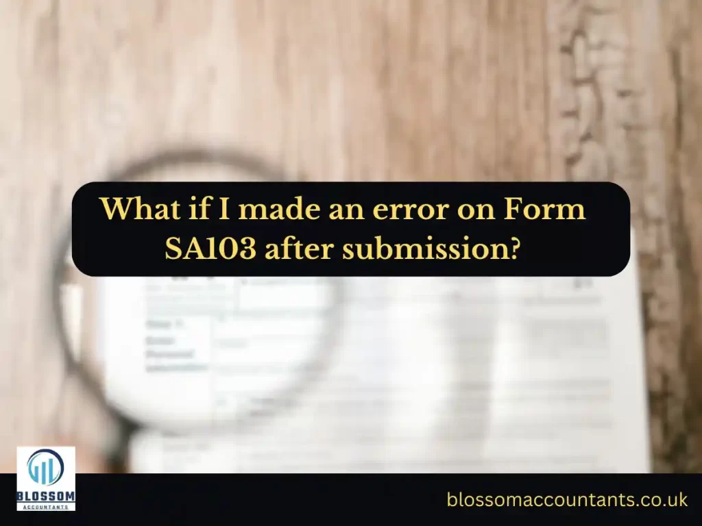 What if I made an error on Form SA103 after submission